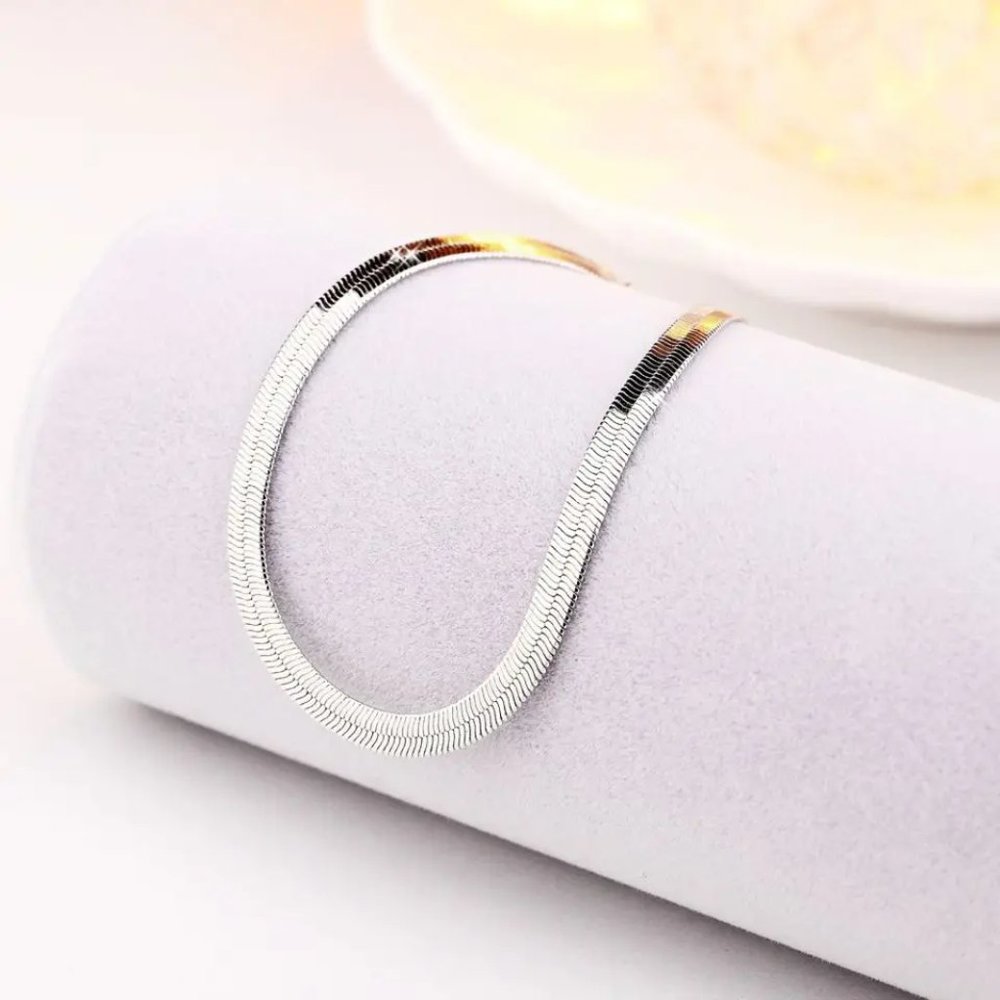 2pc Bundle 22 Inch Herringbone Necklace and Bracelet Combo, 925 Sterling Silver - Picture 7 of 9